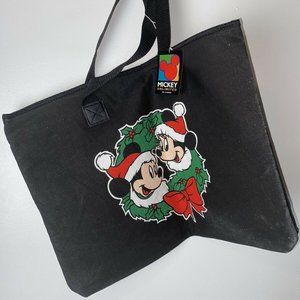 VINTAGE Disney Black Tote Bag - Mickey Christmas